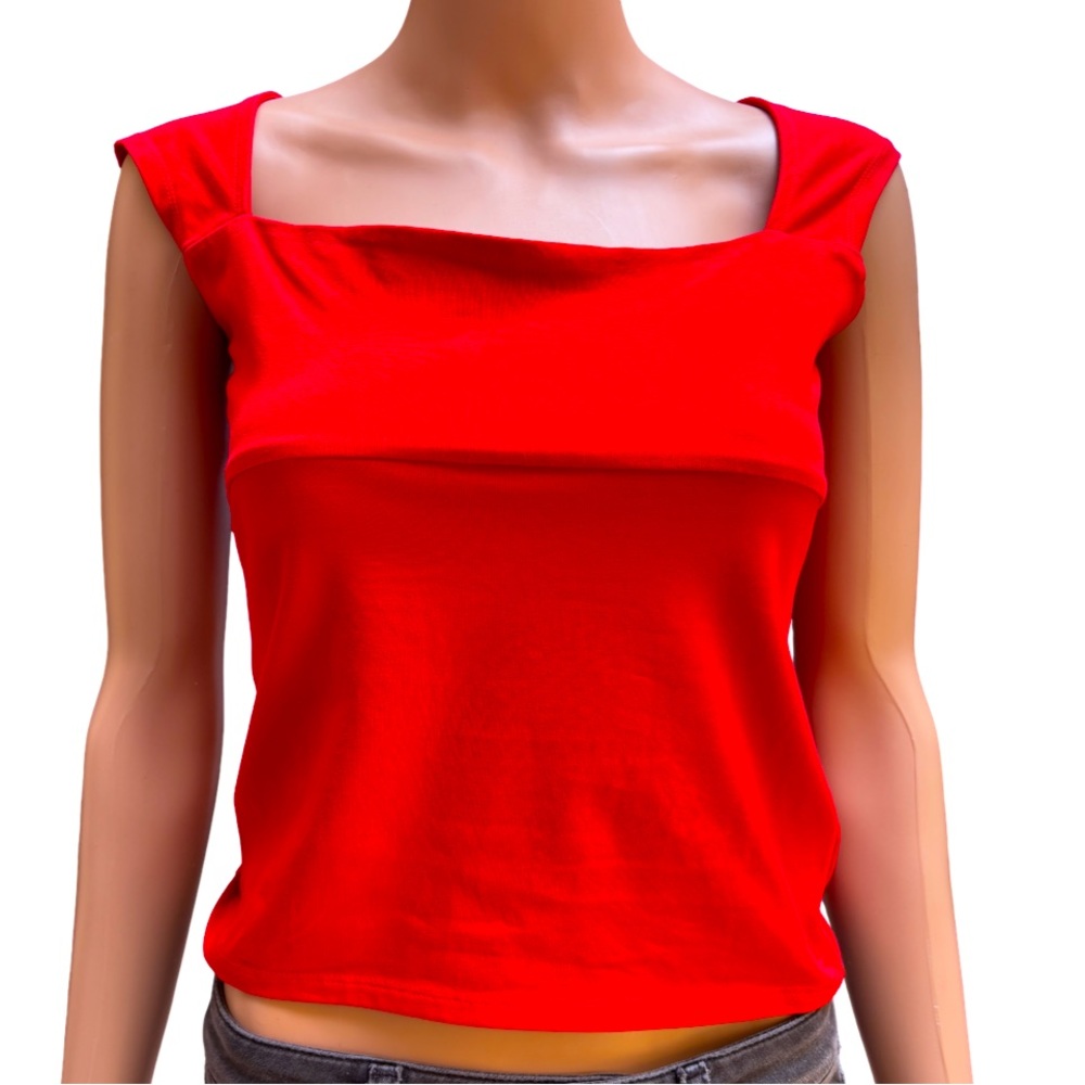 J.Crew Red Sleeveless Boatneck Top